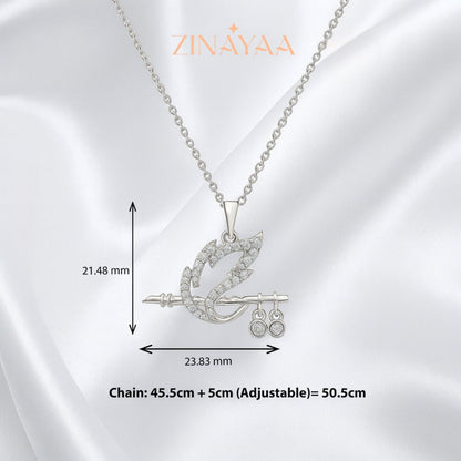 92.5 Sterling Silver Krishna's Flute Pendant with Chain