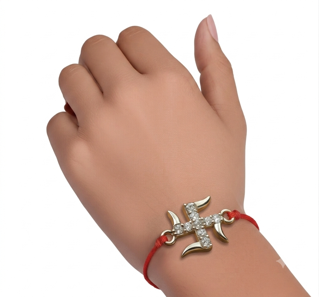 92.5 sterling silver studded Swastik Rakhi