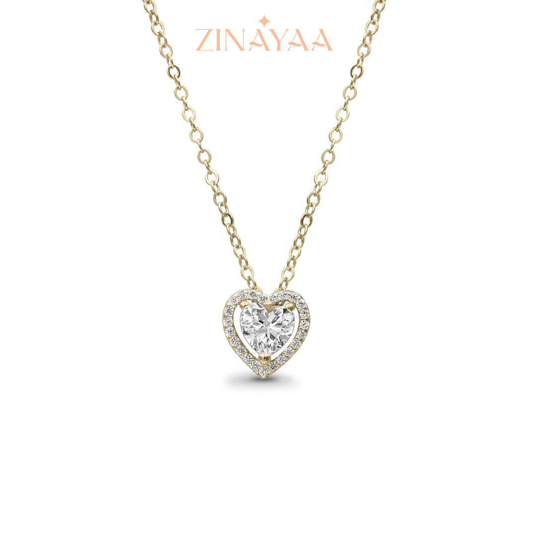 92.5 Sterling Silver Gold Heart Pendant set