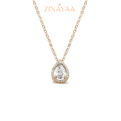 92.5 Sterling Silver Tear Drop Pendant Set in Rose Gold