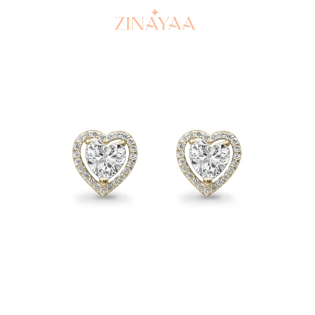 92.5 Sterling Silver Gold Heart Pendant set