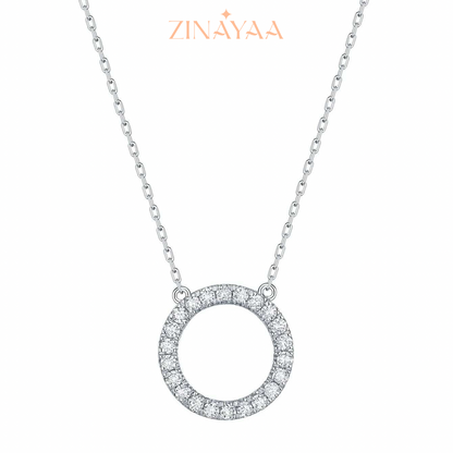 92.5 Sterling Silver Studded Circle of Life Pendant Necklace