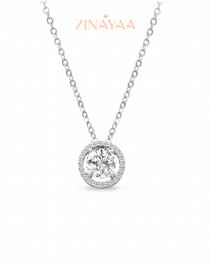 92.5 Sterling silver Crystal Solitaire Pendant Necklace