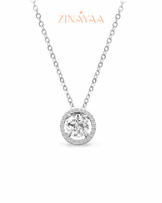 92.5 Sterling silver Crystal Solitaire Pendant Necklace