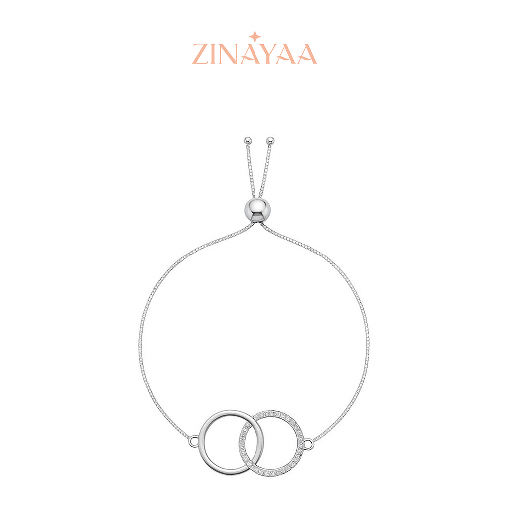 92.5 Sterling Silver Elegant Link Circle Silver Bracelet