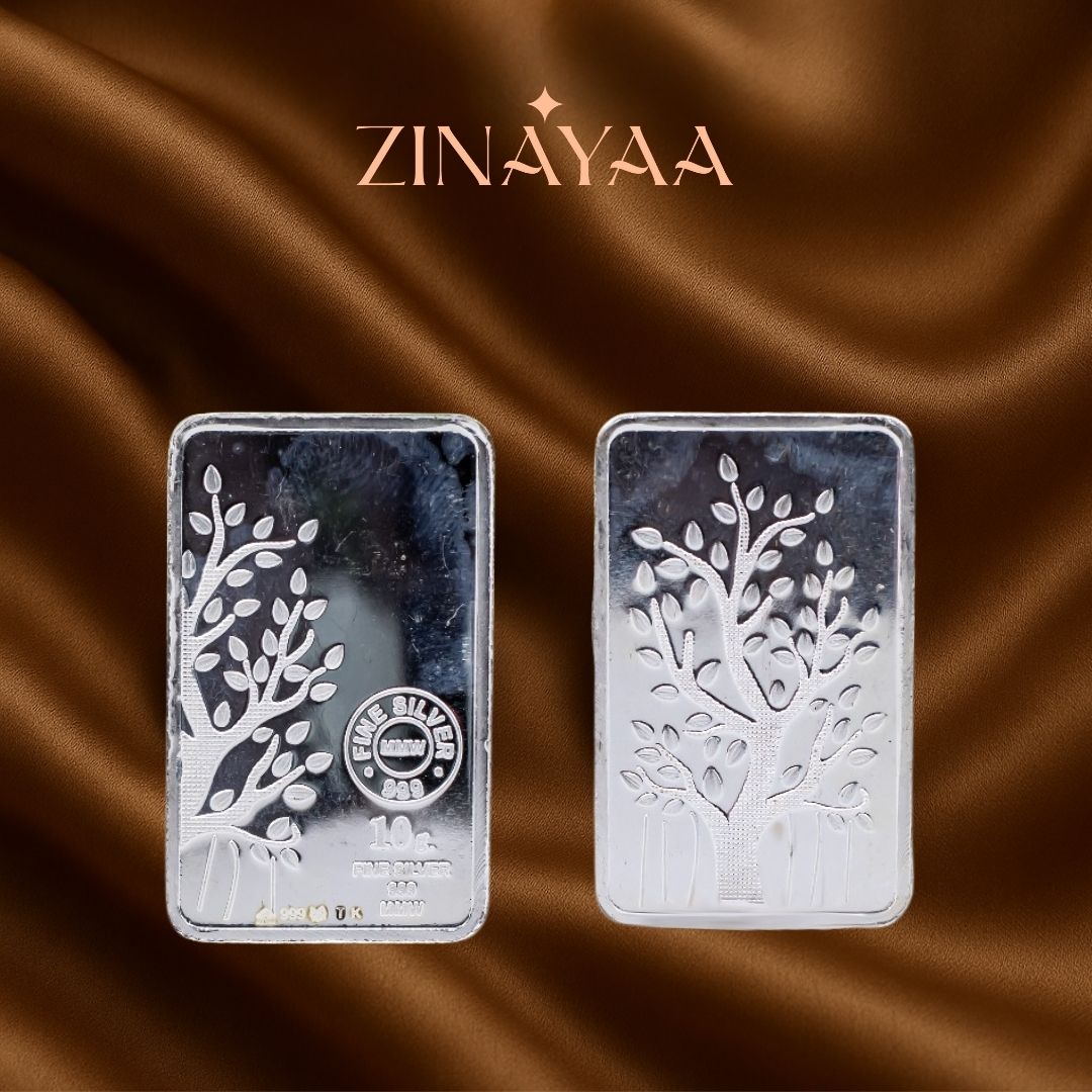999 purity Silver Tree Rectangle 10gm Coin