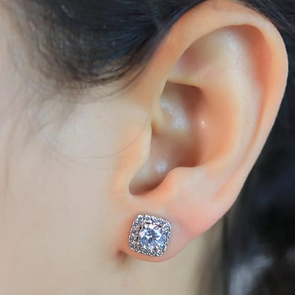 925 Sterling Silver Square Earrings Studs