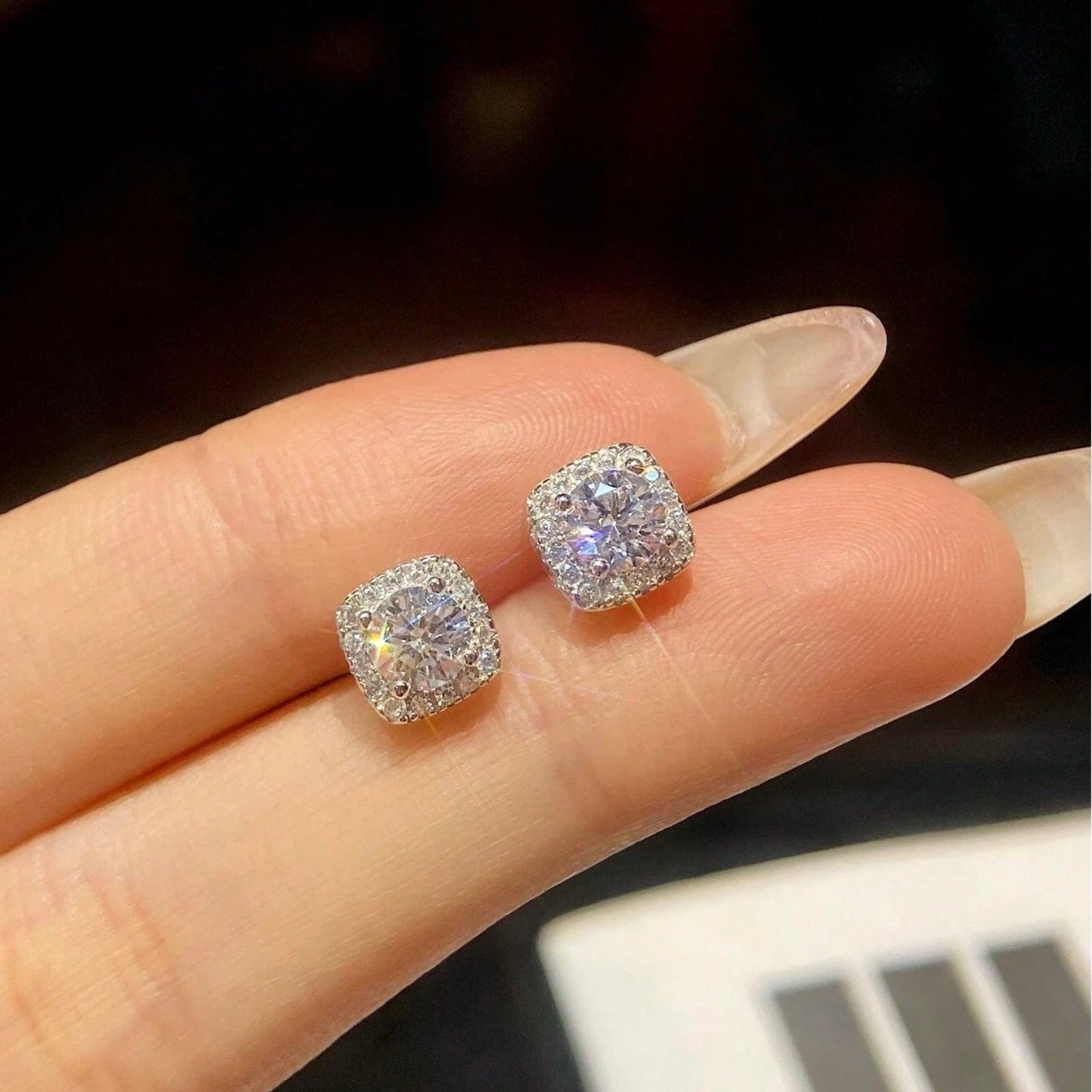 925 Sterling Silver Square Earrings Studs
