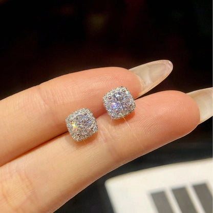 925 Sterling Silver Square Earrings Studs