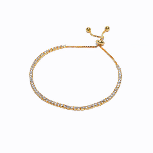 92.5 Sterling Silver Sleek Tennis Bracelet in Gold