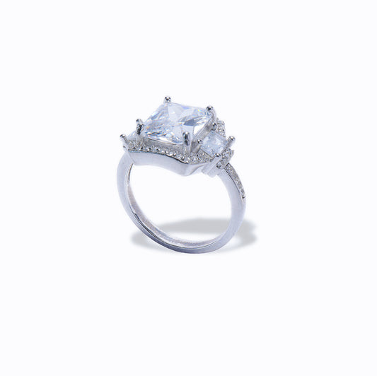 92.5 Sterling Silver Trinity Emerald Solitaire Ring