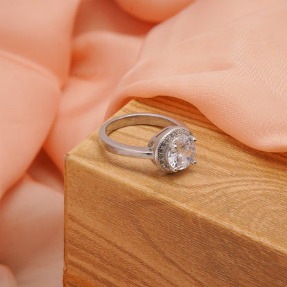 92.5 Sterling Silver Classic Solitaire Ring