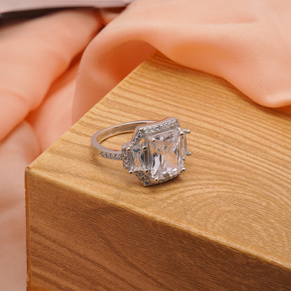 92.5 Sterling Silver Trinity Emerald Solitaire Ring