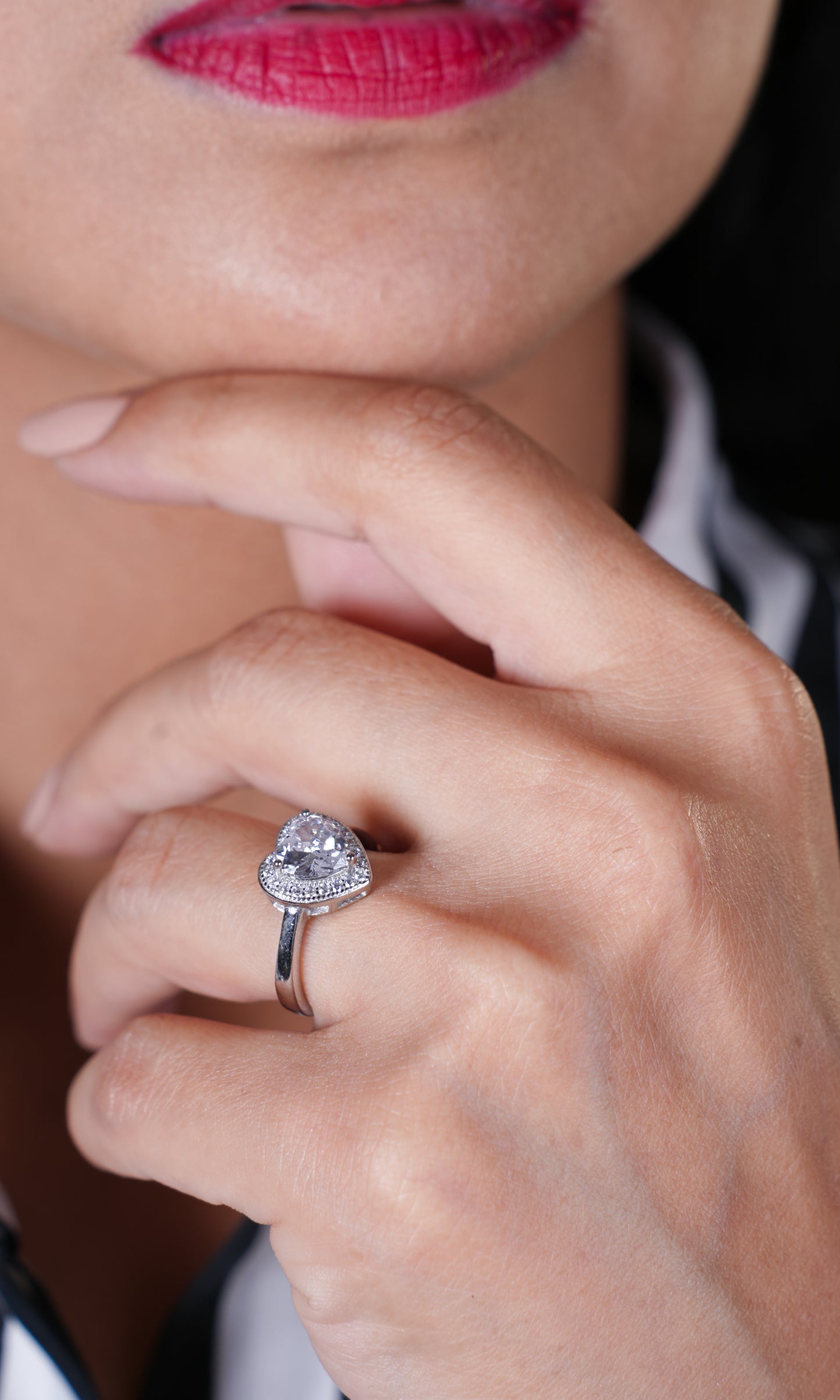92.5 Sterling Silver Sweet Heart Ring