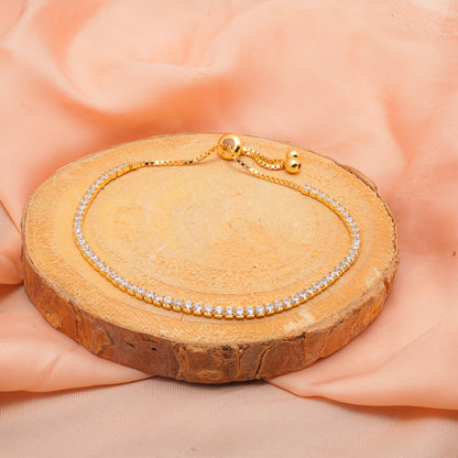 92.5 Sterling Silver Sleek Tennis Bracelet in Gold