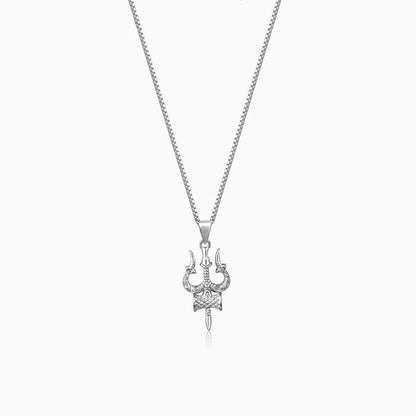 92.5 Sterling Silver Shiva Trishul Pendant with Chain for Men & Women