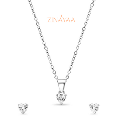 925 Sterling Silver Petite Heart Pendant Set