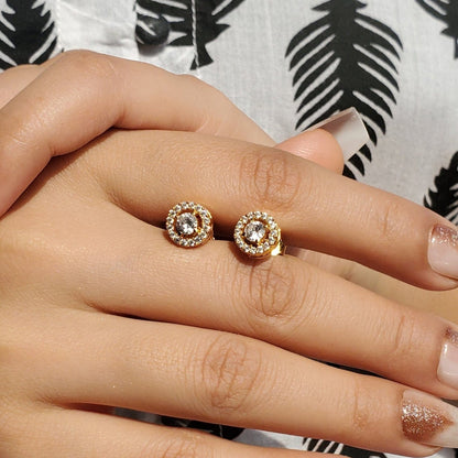 92.5 Sterling Silver Round Halo Pendant Set
