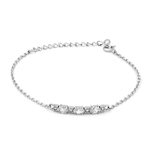 925 Sterling Silver Adjustable Diamond-Style Bracelet