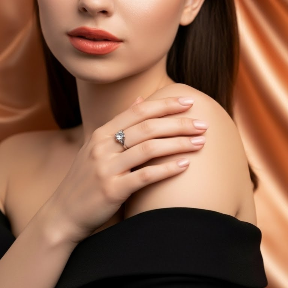 92.5 Sterling Silver Twisted Solitaire Ring For women