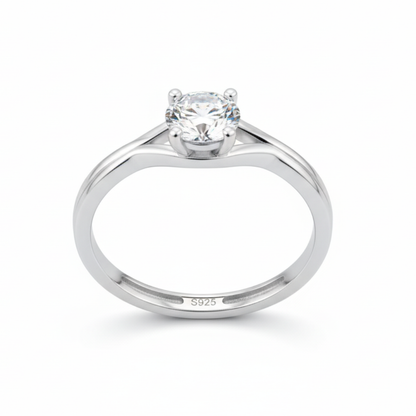 92.5 Sterling Silver Twisted Solitaire Ring For women