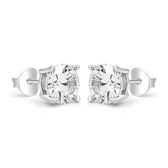92.5 Sterling Silver Classic Solitaire Stud Earrings