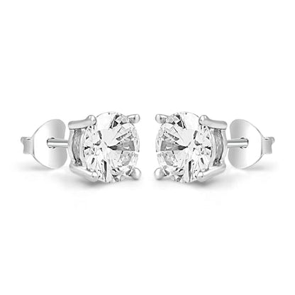 92.5 Sterling Silver Classic Solitaire Stud Earrings