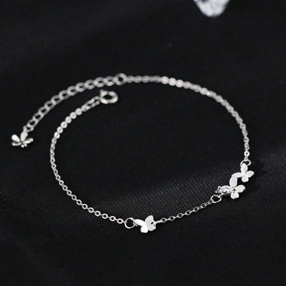 92.5 Sterling Silver Delicate Silver Butterfly Bracelet