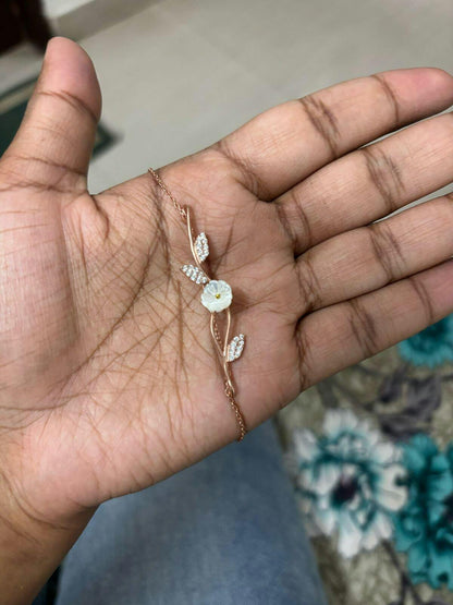 92.5 Sterling Silver Floral Rose Gold Bracelet