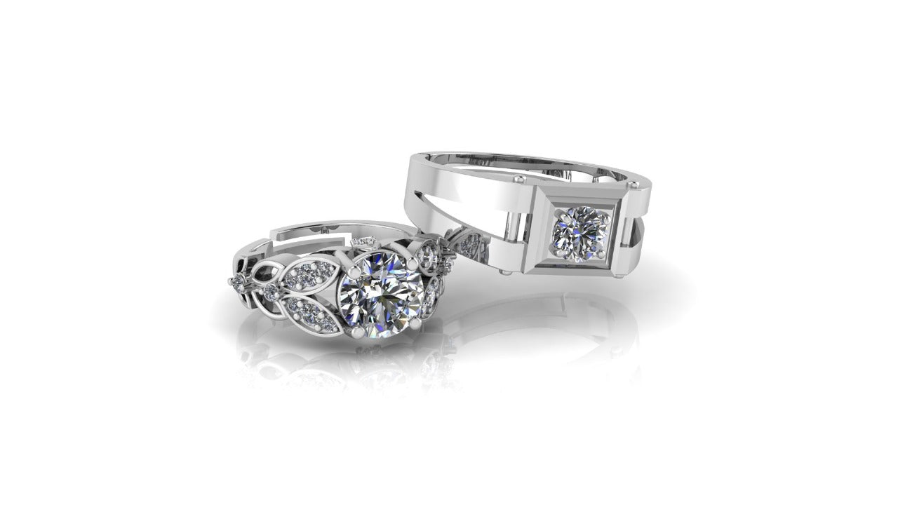 92.5 Sterling Silver Radiant Adjustable Love Couple Ring