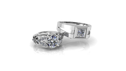 92.5 Sterling Silver Radiant Adjustable Love Couple Ring