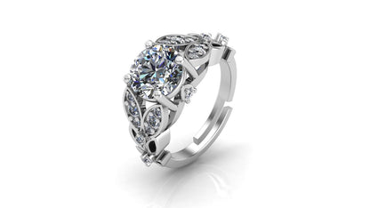 92.5 Sterling Silver Radiant Adjustable Love Couple Ring