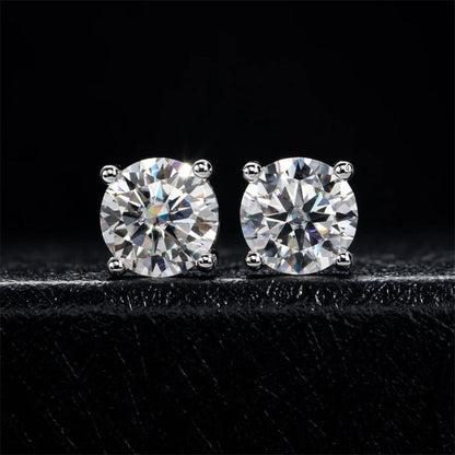 92.5 Sterling Silver Classic Solitaire Stud Earrings