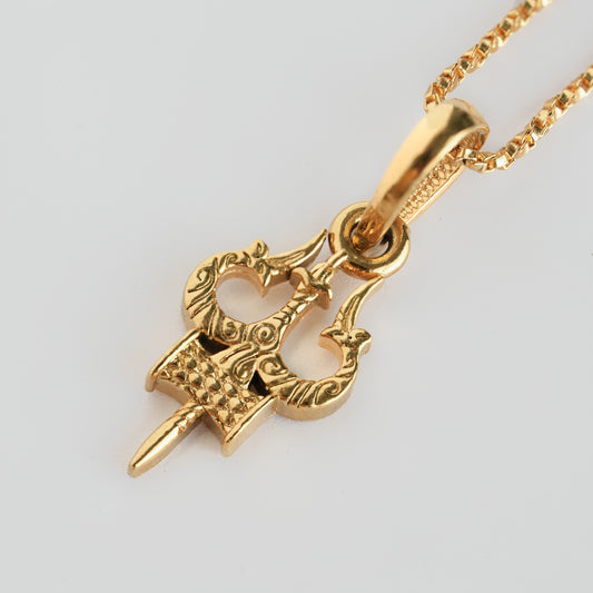 92.5 Sterling Silver Shiva Trishul Pendant for Men & Women (Golden)