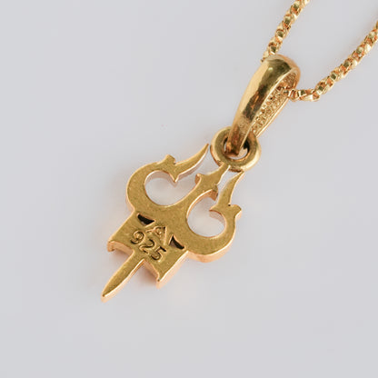 92.5 Sterling Silver Shiva Trishul Pendant for Men & Women (Golden)