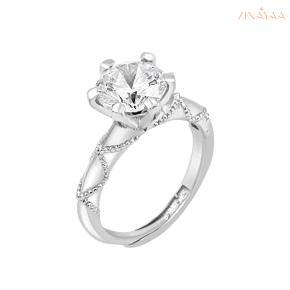 925 Sterling Silver Regal Solitaire Adjustable Ring