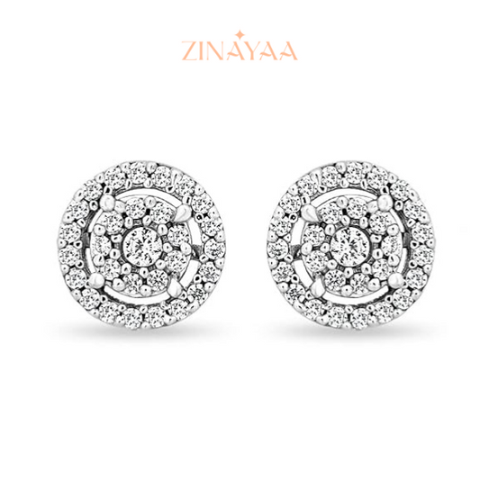 92.5 Sterling Silver Zircon Wheel Stud Earrings