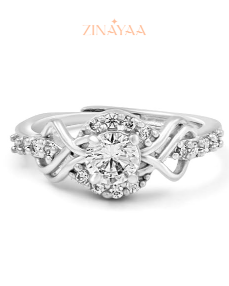 92.5 Sterling Silver Adjustable Love Root Solitaire Ring