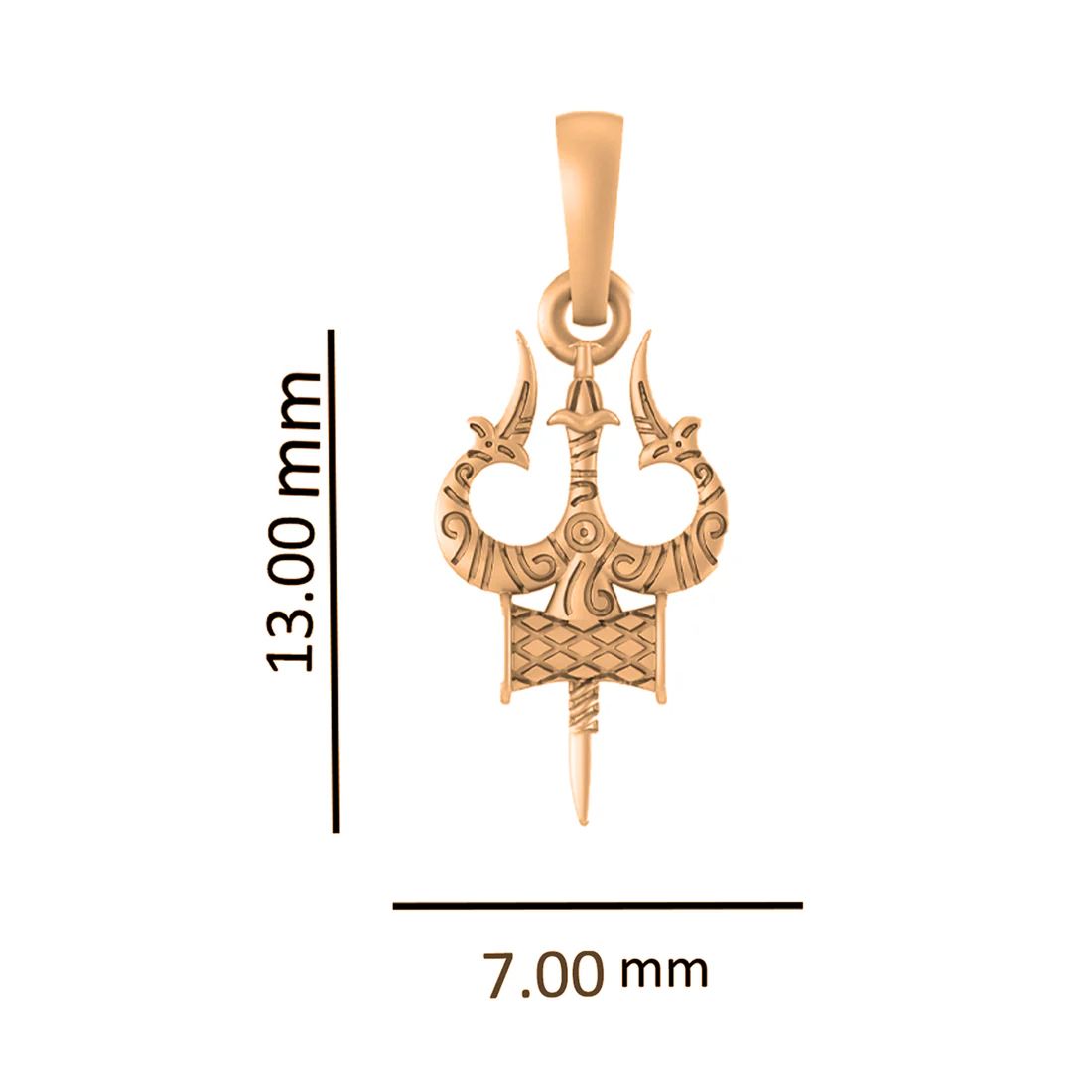 92.5 Sterling Silver Shiva Trishul Pendant for Men & Women (Golden)