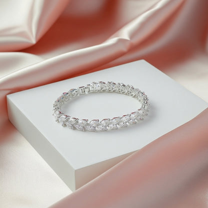 925 Sterling Silver Adjustable Leaf Tennis Bracelet