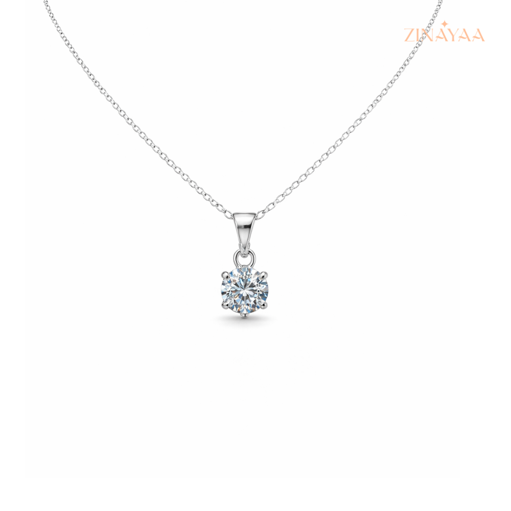 925 Sterling Silver Celeste Solitaire Pendant Necklace