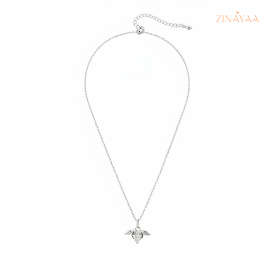 925 Sterling Silver Angel Heart Pendant Necklace