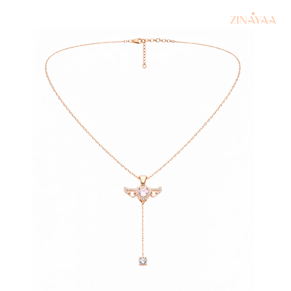 925 Sterling Silver Angel Heart Drop Necklace