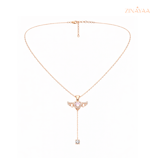 925 Sterling Silver Angel Heart Drop Necklace