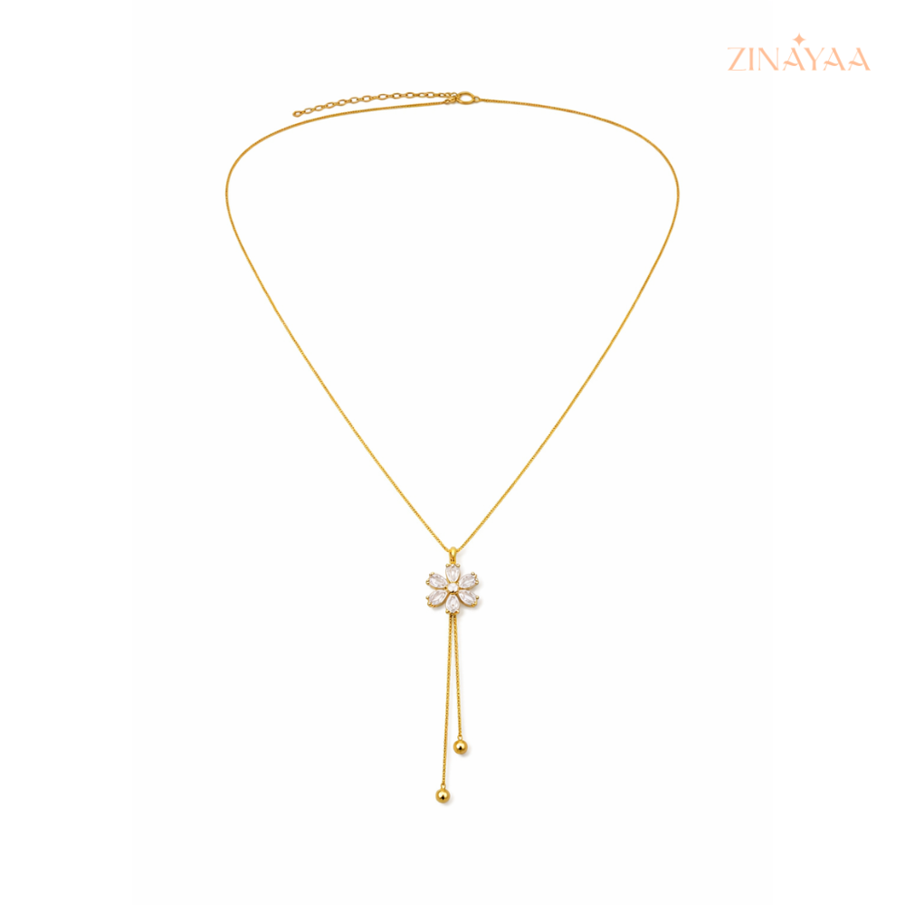925 Sterling Silver Golden Bloom Drop Necklace