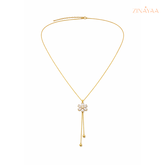 925 Sterling Silver Golden Bloom Drop Necklace