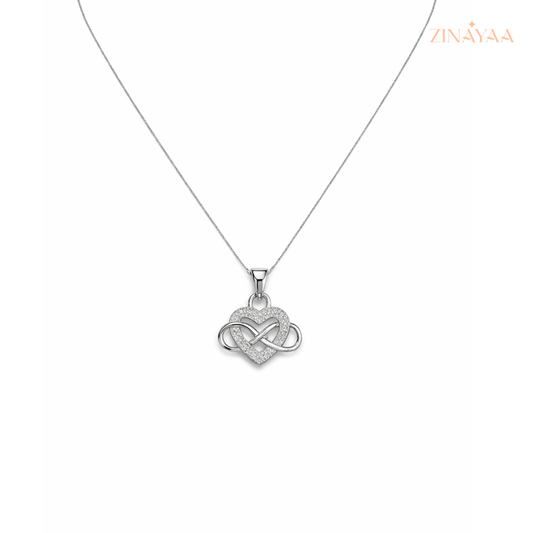 925 Sterling Silver Infinity Heart Pendant Necklace