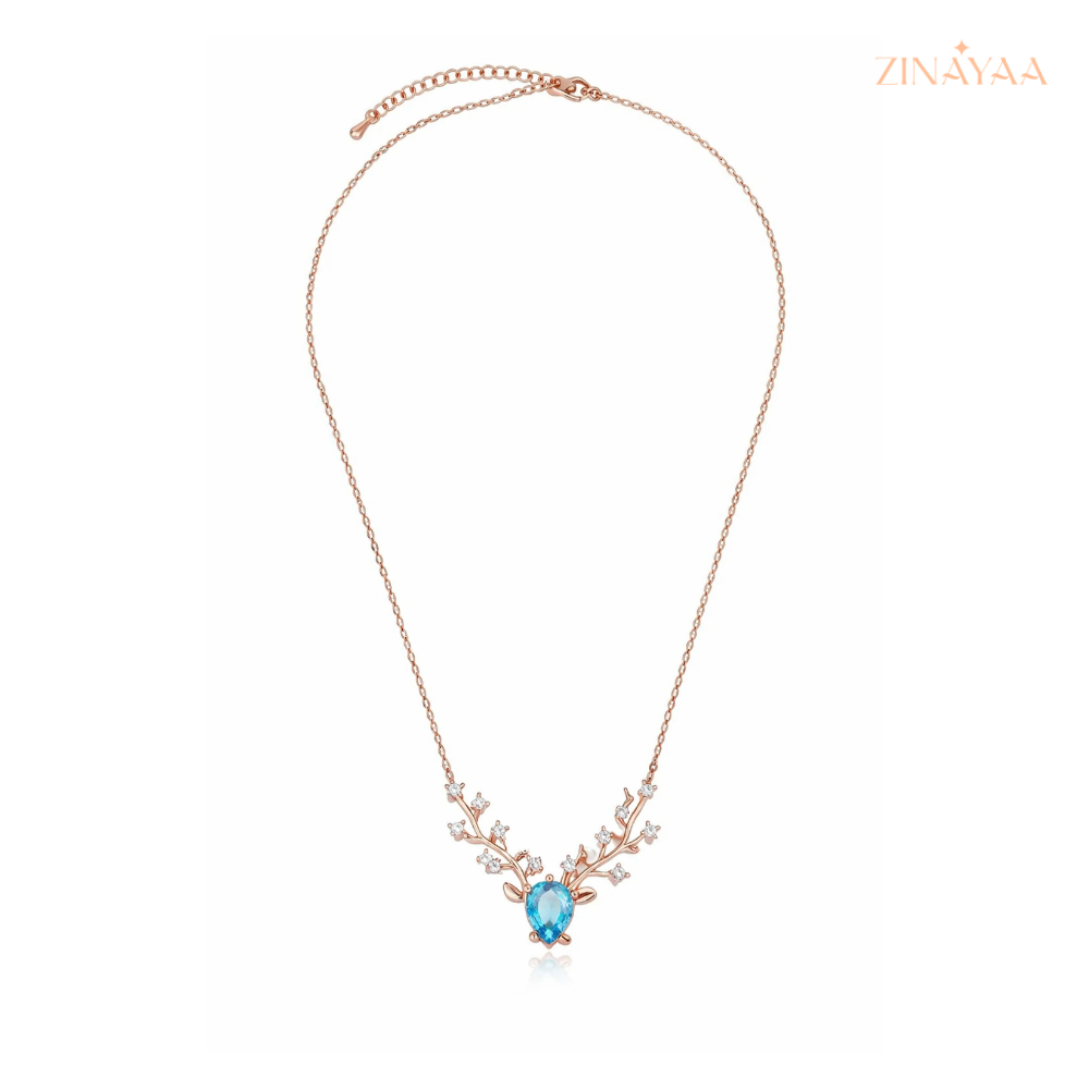 925 Sterling Silver Deer Bloom Pendant Necklace