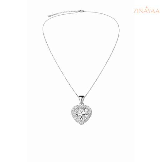 925 Sterling Silver Heart Halo Pendant Necklace