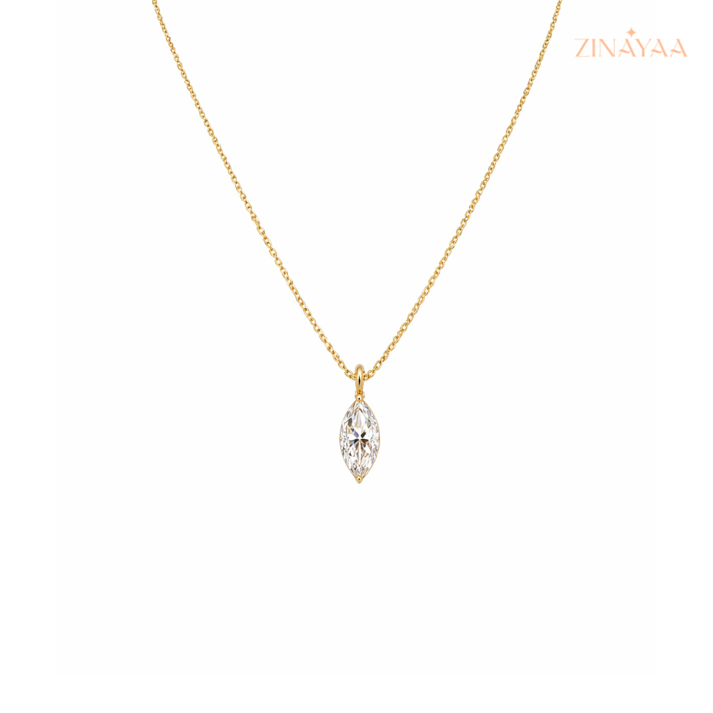 925 Sterling Silver Marquise Solitaire Necklace